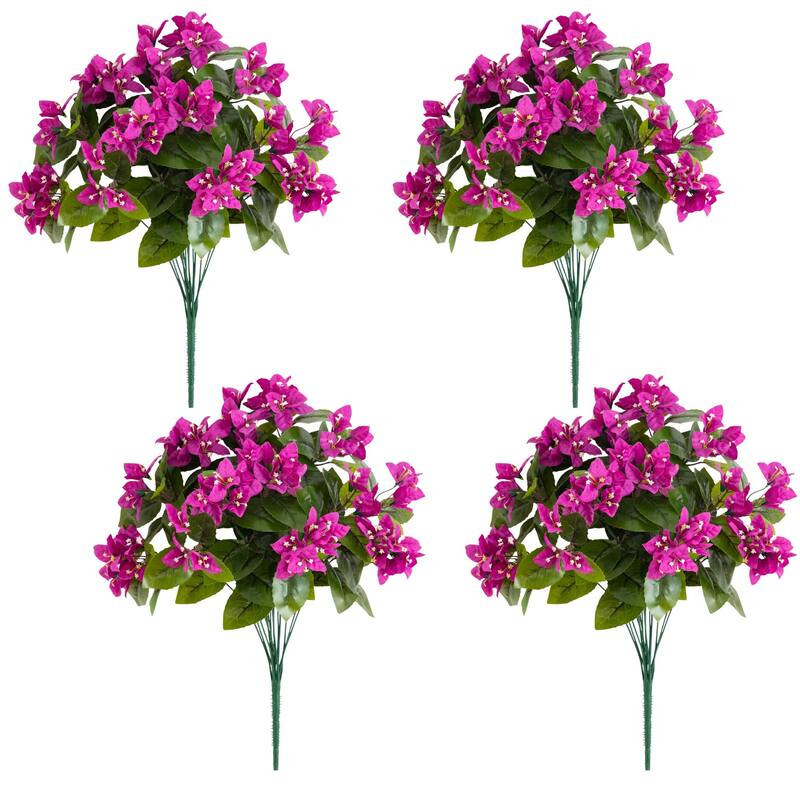 19-in UV Resistant Artificial Bougainvillea Bush - Set of 4