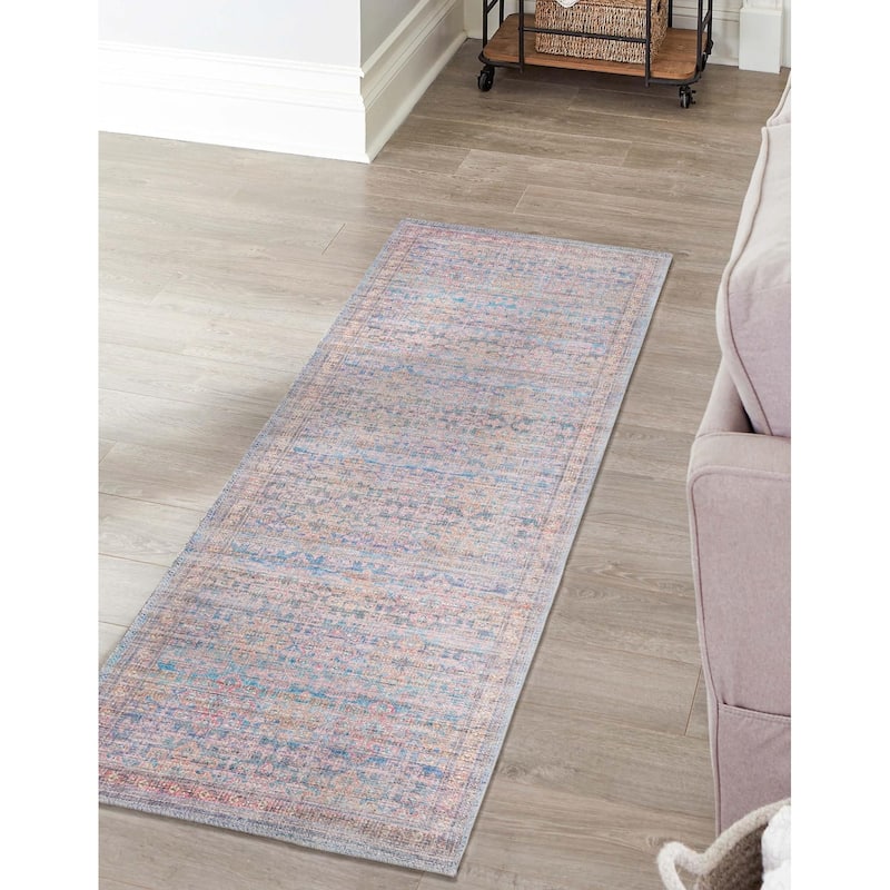 Transitional Pria Collection Area Rug - 2'7"x14' - Antique Blue