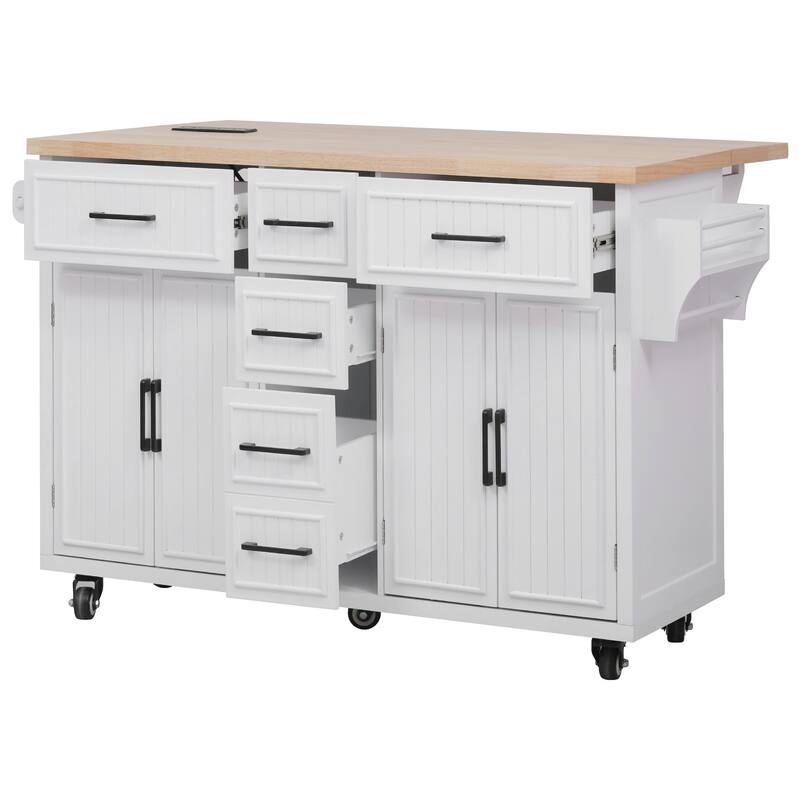 56.5'' Kitchen Island With Drop Leaf(no include stool)