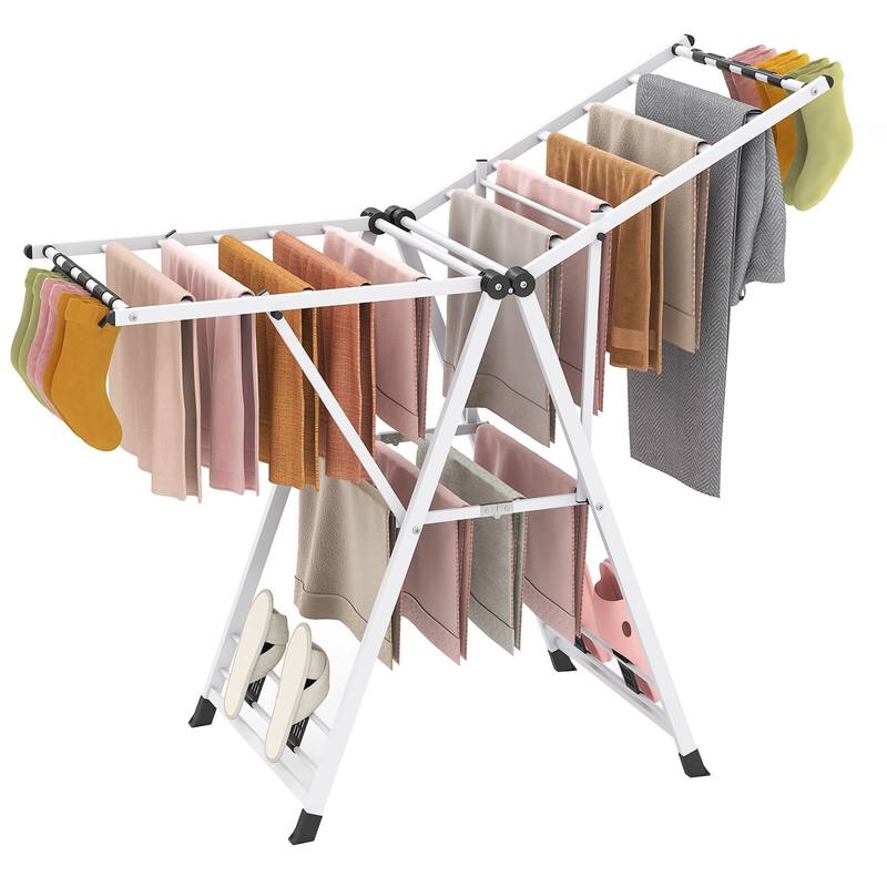 Costway Foldable Metal Laundry Drying Rack with Height Adjustable - See Details