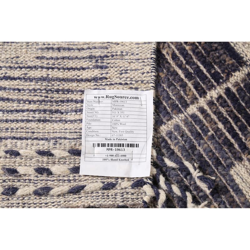 All-Over Moroccan Palace Size Area Rug Handmade Wool Carpet - 11'6"x 16'9"