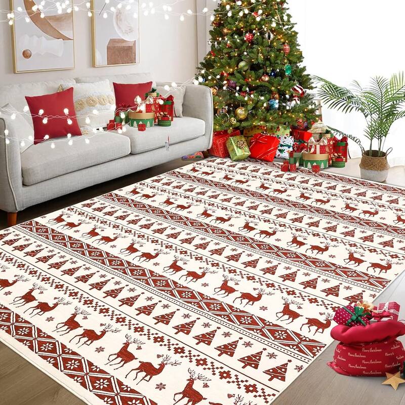 Snowflake Christmas Holiday Decorative Area Rug, for Bedroom Living Room, White - 4*6ft