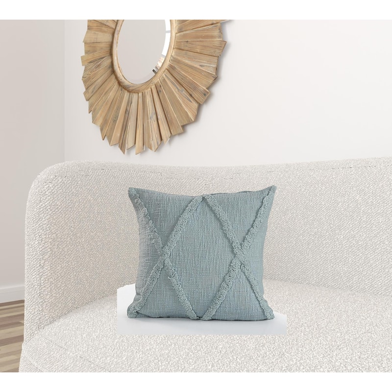 HomeRoots 20" X 20" Gray 100% Cotton Diamond Zippered Pillow