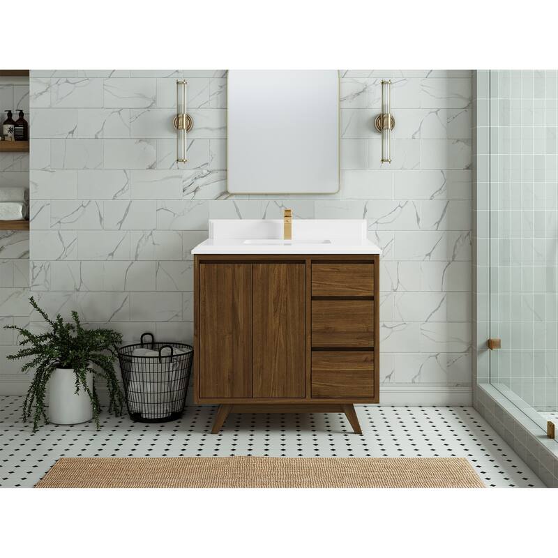 Willow Collections 36 in. W x 22 in. D Madison Teak Center Sink Bathroom Vanity with Countertop