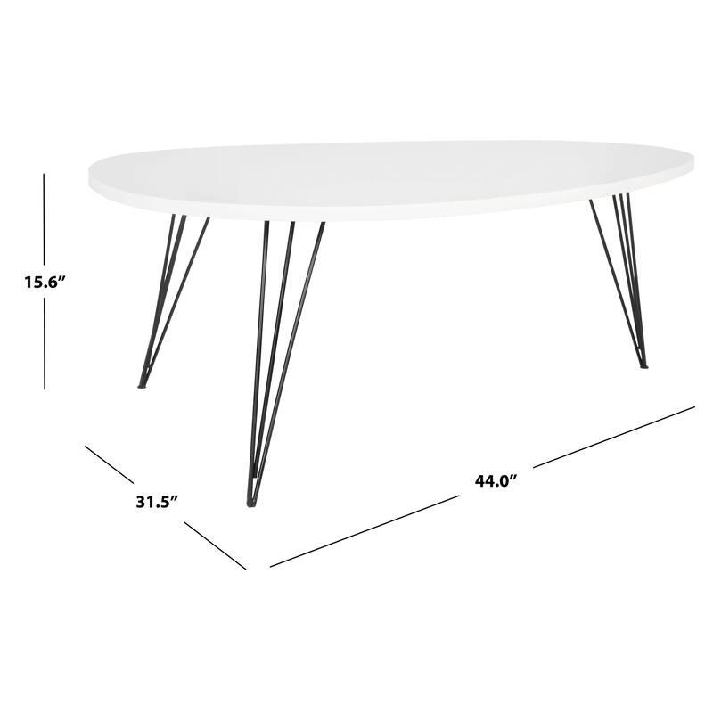 SAFAVIEH Mid-Century Wynton White/ Black Lacquer Coffee Table - 44"W x 32"D x 16"H