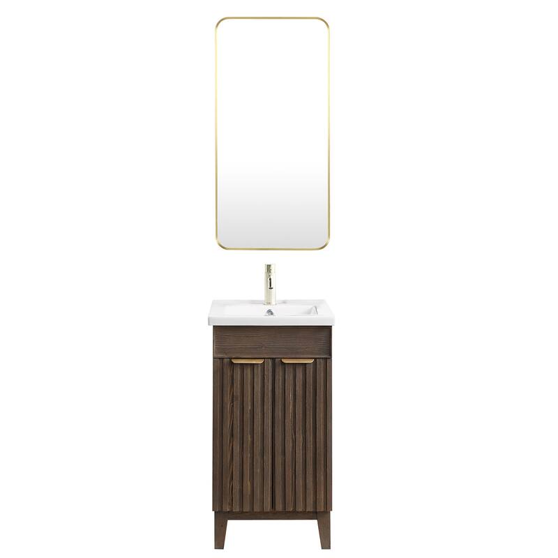 Palos Single Bath Vanity with Ceramic Basin Top and Mirror