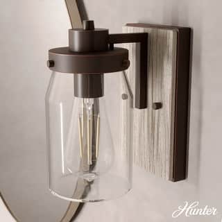 Hunter Devon Park 1-Light Wall Sconce, Rustic, Modern Farmhouse, Damp-Rated