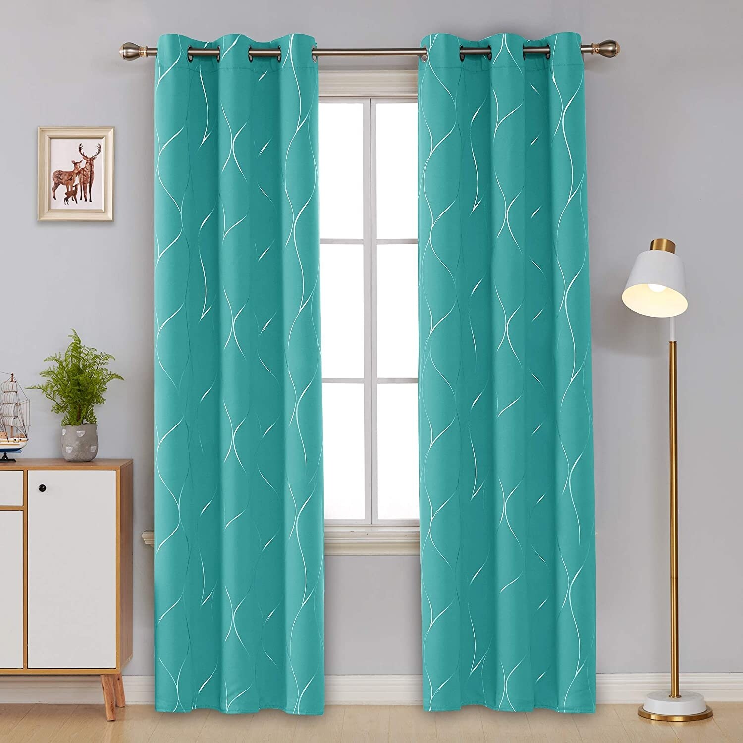 Deconovo Silver Line 42 Width Curtain Panel Pair (2 Panel)