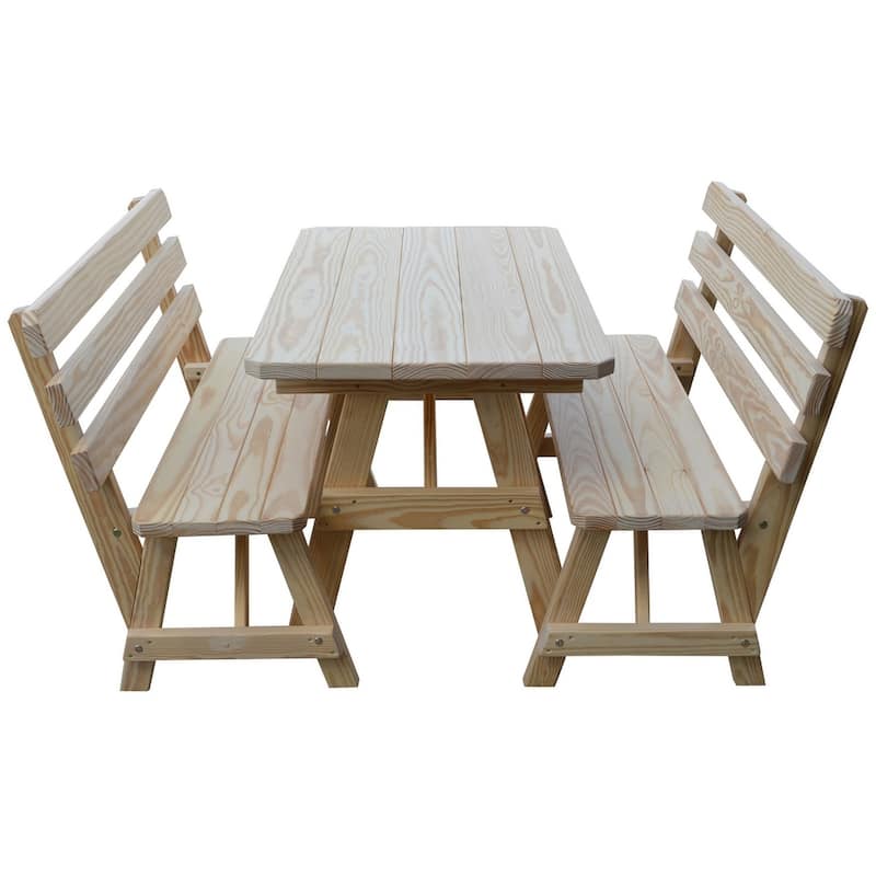 Pine 4' Picnic Table with 2 Backed Benches