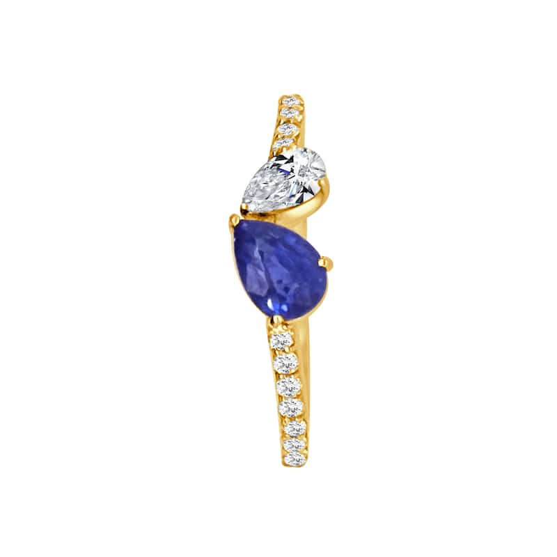 Auriya 14k Gold Lab Grown Sapphire and Diamond Toi et Moi Engagement Ring 0.31 ct. tw. (F-G, VS) - 4.5 - Yellow