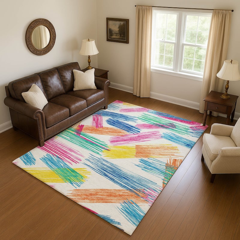 Premium Washable Super Soft Contemporary Mayfield Rug - White - 2'6" x 3'10"