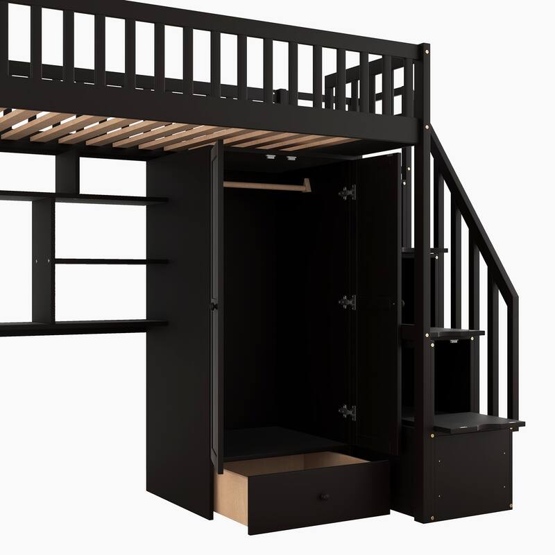 Loft Bed with Bookshelf
