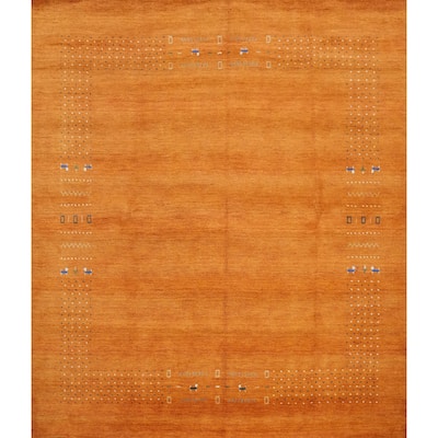 Hand Knotted Oriental 100% Wool Carpet Tribal Animal Pictorial Oranges & Rust Gabbeh Area Rug - 7' 10'' X 8' 3''