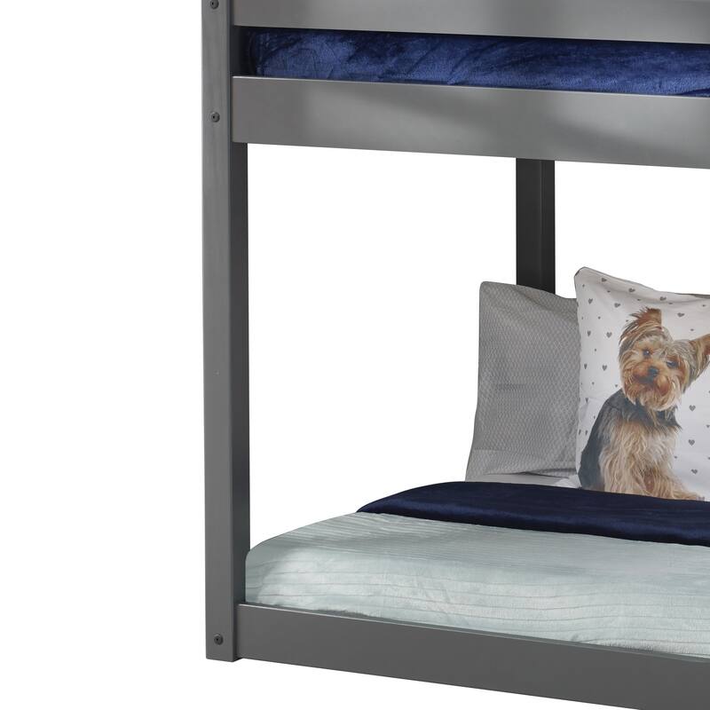 Space-Saving Grey Twin Loft Bed with Ladder and Safety Guardrail