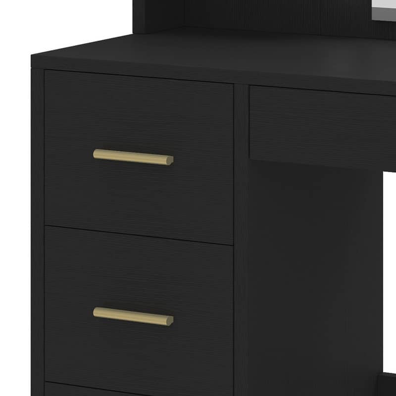Moasis Makeup Vanity Desk with Mirror & 10 Lights,Makeup Table with 4 Drawers and 8 Open Storage Shelves