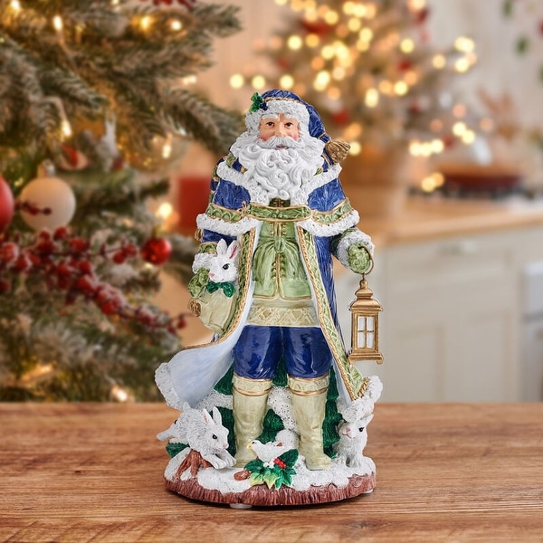 Fitz and Floyd Holiday Musical Telluride Blue Santa Figurine, 11