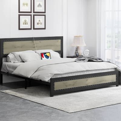 Industrial Platform Bed Frame with Charging Station