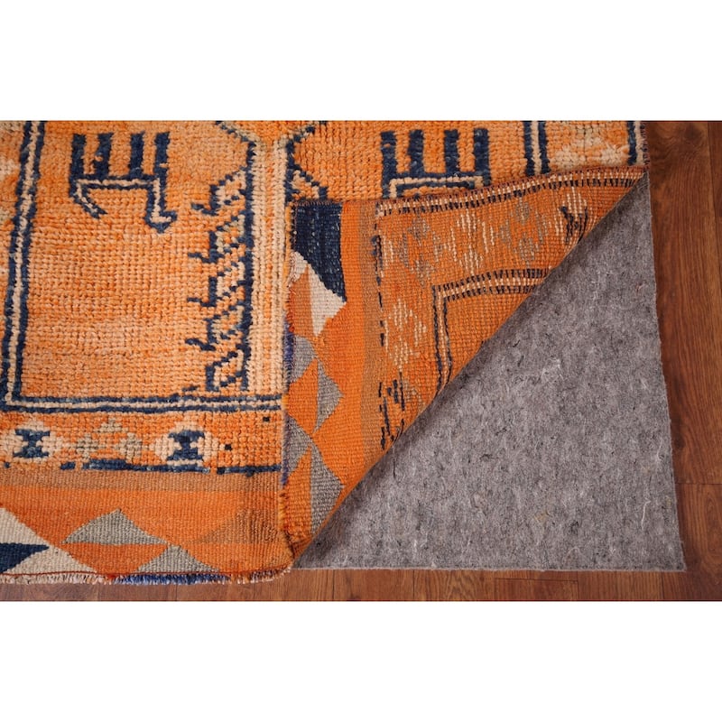 Tribal Anatolian Vintage Runner Rug Handmade Orange Wool Carpet - 2'9"x 11'2"