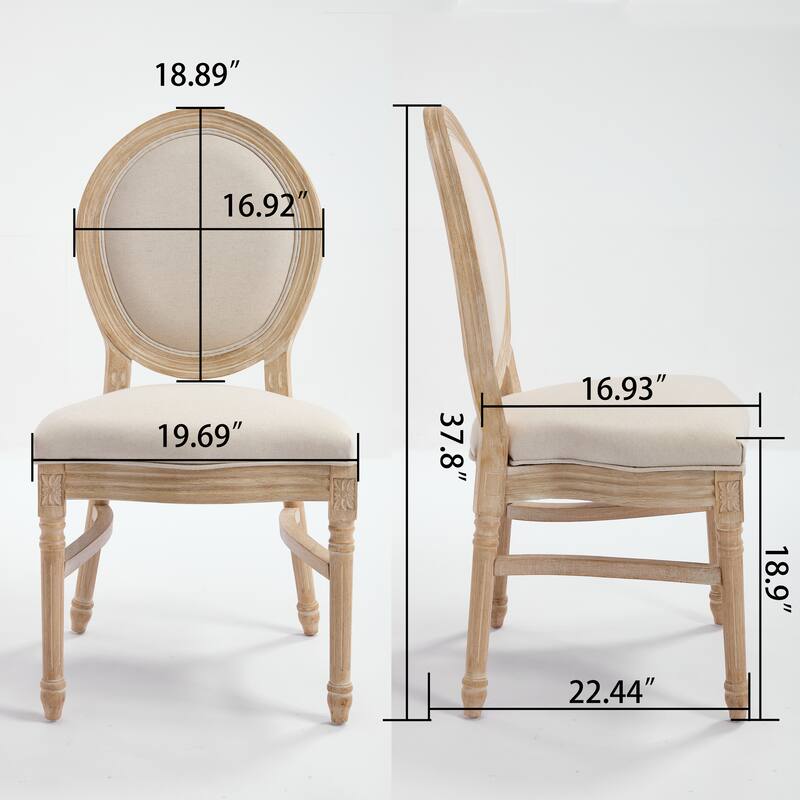 Dining Chairs Set of 2, Upholstered Chairs with Round Back, Wire Drawing and Carving Techniques,Disassemblable and Stackable