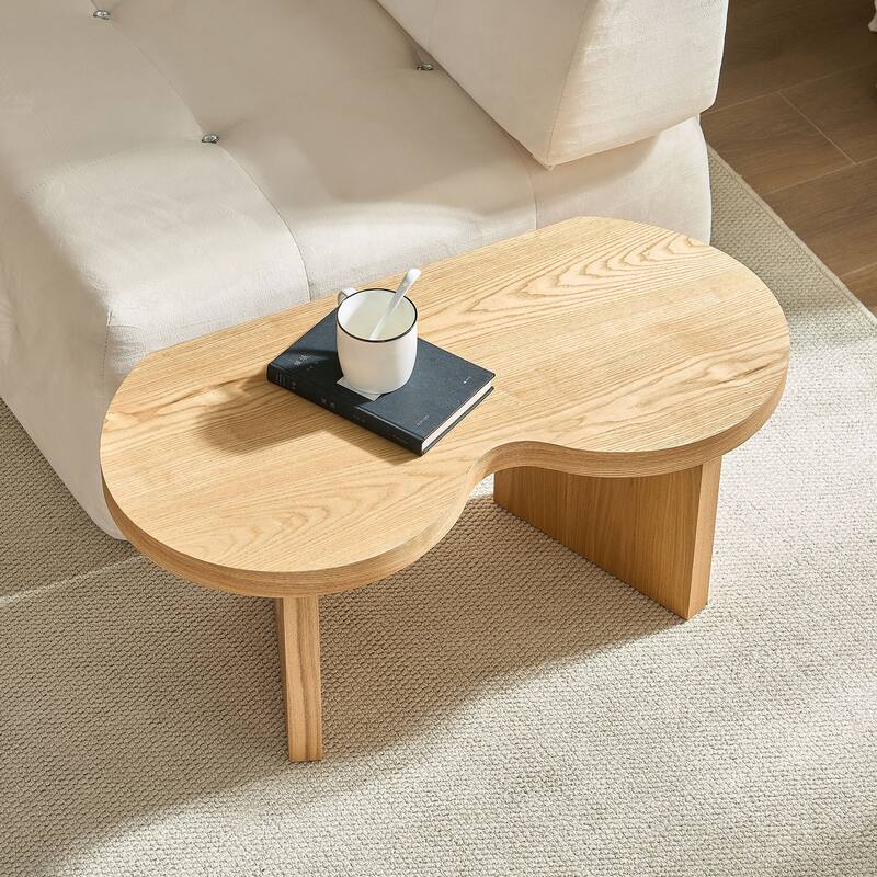 Accent Butterfly Coffee Table with Sturdy Legs, Wood Nesting Coffee Table, Modern Low Center Table for Living Room, Office