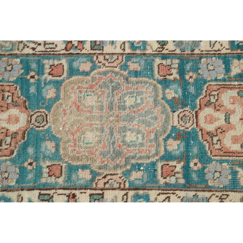 Distressed Floral Tabriz Persian Area Rug Hand-knotted Wool Carpet - 7'9" x 10'8"
