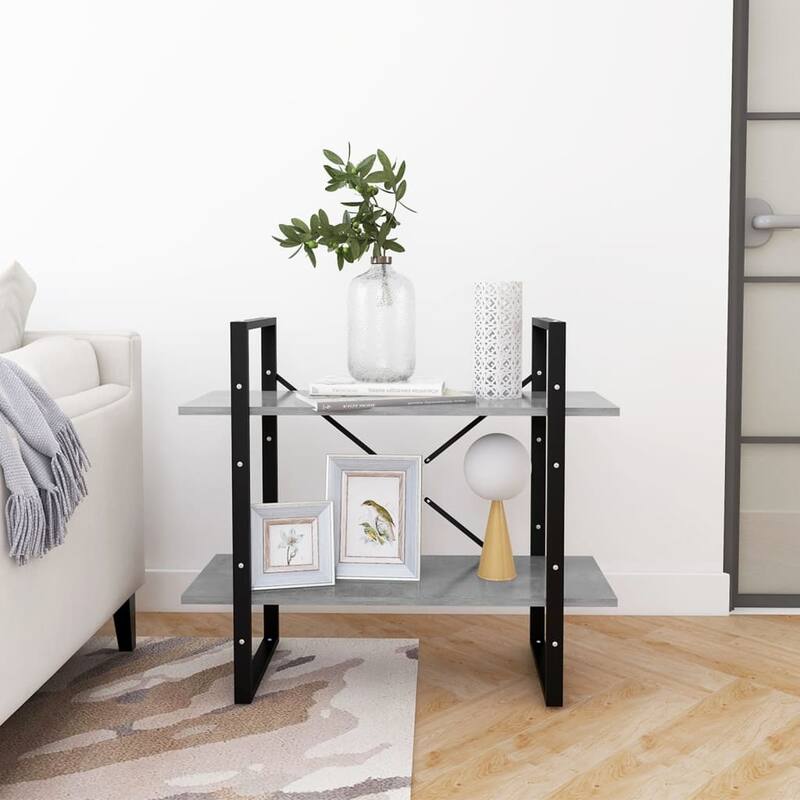 vidaXL 2-Tier Book Cabinet Concrete Gray 31.5"x11.8"x27.6" Chipboard - 31.5" x 11.8" x 27.6" - 31.5" x 11.8" x 27.6"
