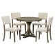 5-Piece Wood Dining Table Set with Round Dining Table Curved Trestle ...