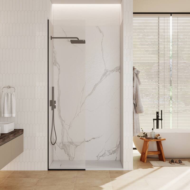 SMC Alcove Shower Pan Base with Reversible Drain, Low Profile, Wheelchair Access, Slip-Resistant, cUPC Certified