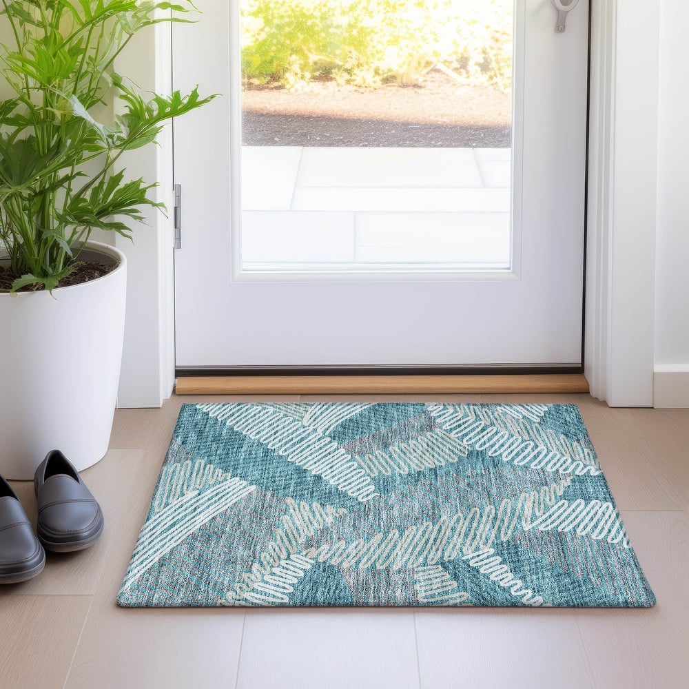 Premium Washable Super Soft Contemporary Leaf Mayfield Rug