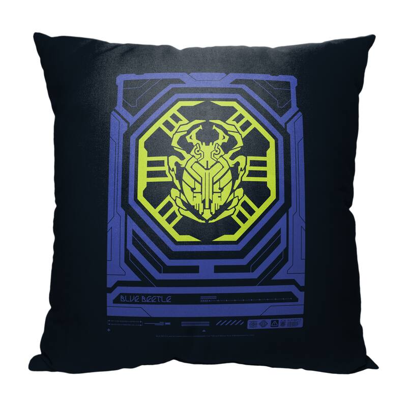 Warner Brothers Blue Beetle Biotech Scarab 18 Inch Throw Pillow
