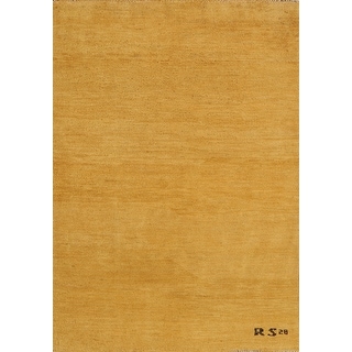 Gabbeh Gold Rugs Gold Gabbeh Modern Foyer Rug Hand-Knotted Wool Carpet - 2'10