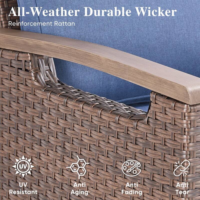 Pocassy Outdoor Brown Wicker Funitre with Cushion Set
