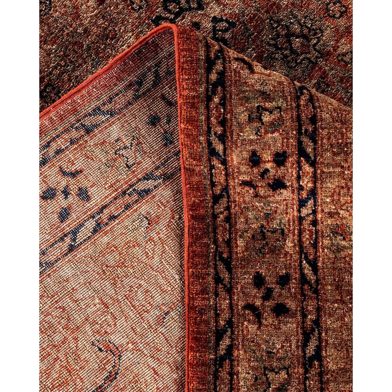 Overton Hand Knotted Wool Vintage Inspired Modern Contemporary Overdyed Brown Area Rug - 8' 3" x 11' 6"