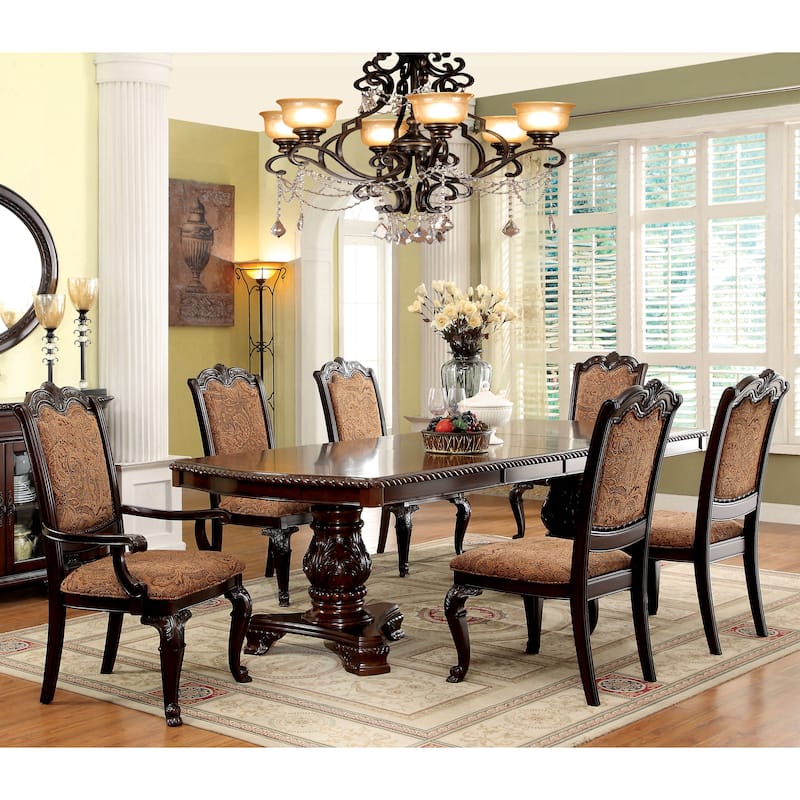 Kova Traditional Cherry Wood 7-Piece Dining Set by Furniture of America - Brown Cherry