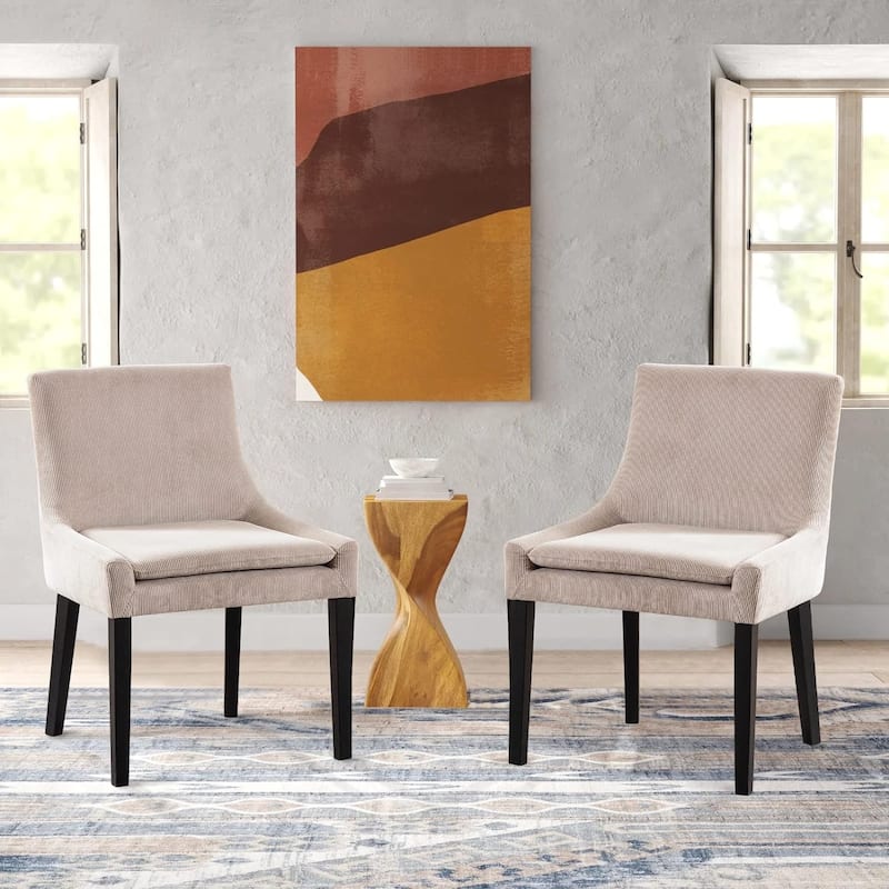 Upholstered Corduroy Accent Side Leisure Chairs with Soild Wood Legs