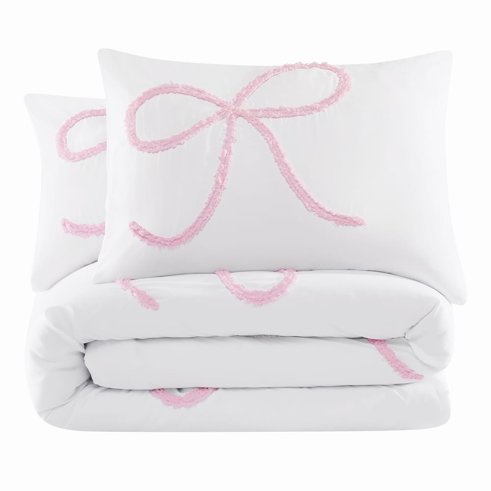 Truly Soft Textured Bow 3 Piece Comforter Set