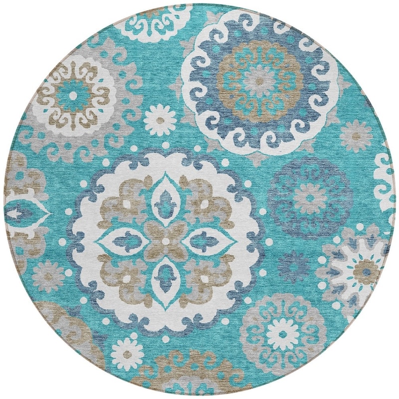 HomeRoots Floral Medallion Transitional Rectangle Outdoor Rug