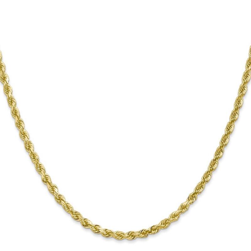 Curata 10k Yellow Gold Solid 7" or 8" 3mm Sparkle Cut Rope Chain Bracelet