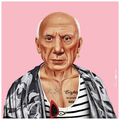 Empire Art Direct Hip Pablo Picasso Printed Tempered Glass Wall Art - Multi-Color