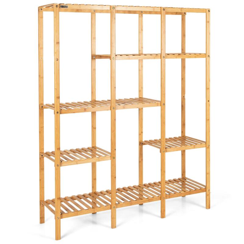 Multifunctional Bamboo Shelf Storage Organizer Rack Plant Stand