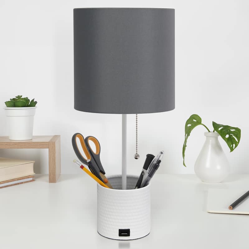 18.5" Sleek And Functional Stylish Accent Table Lamp With Usb Charging Port, For Living Room, Entryway, Office, Bedroom, Black W