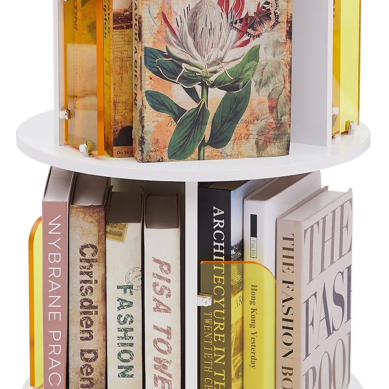 VECELO 5-Tier Rotating Bookcase 7.18" Bookends 50.39" Tall Space-Saving Design for 80-100 Books Bookcase