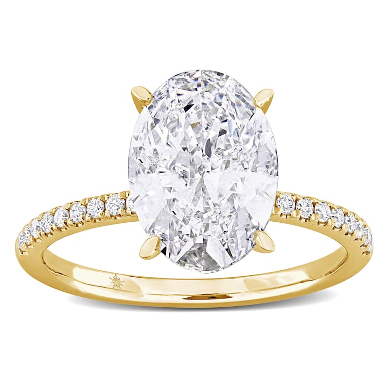 Miadora 3 1/6ct TW Oval Lab-Grown Diamond Solitaire Engagement Ring 14k Yellow Gold
