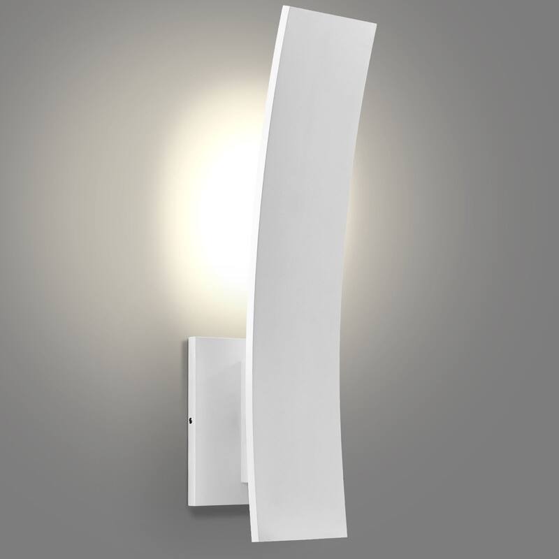 LUXRITE 15-Inch LED Curved Outdoor Wall Sconce, 5CCT, 1000LM, 15W, IP65, Dimmable, ETL, Exterior Light Fixture White - 5CCT (2700K/3000K/3500K/4000K/5000K)