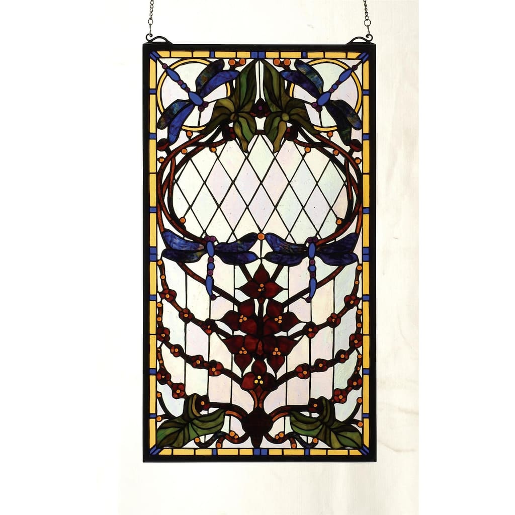 Meyda Tiffany 77734 Stained Glass Tiffany Window from the Dragonflies