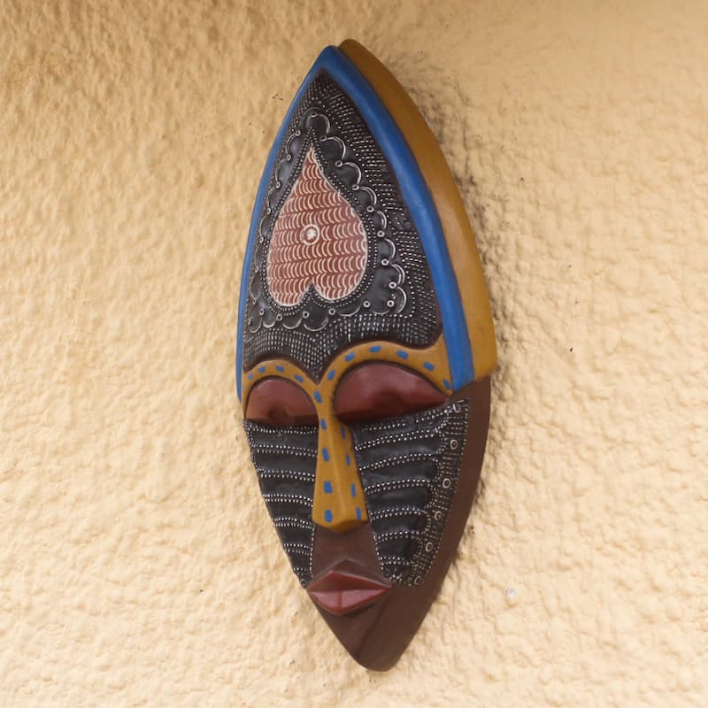 Novica Handmade Upside-Down Heart African Wood Mask