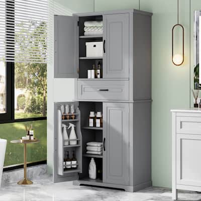 Bathroom Cabinet Clothes Cabinet with Adjustable Rack, Storage Cabinet Floor Cabinet with Soft-Close Hinges