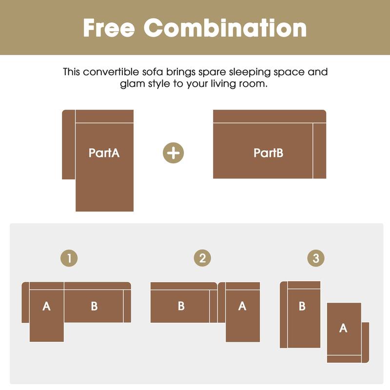 Contemporary Sofa Set Convertible Sleeper Adjustable Back LShape