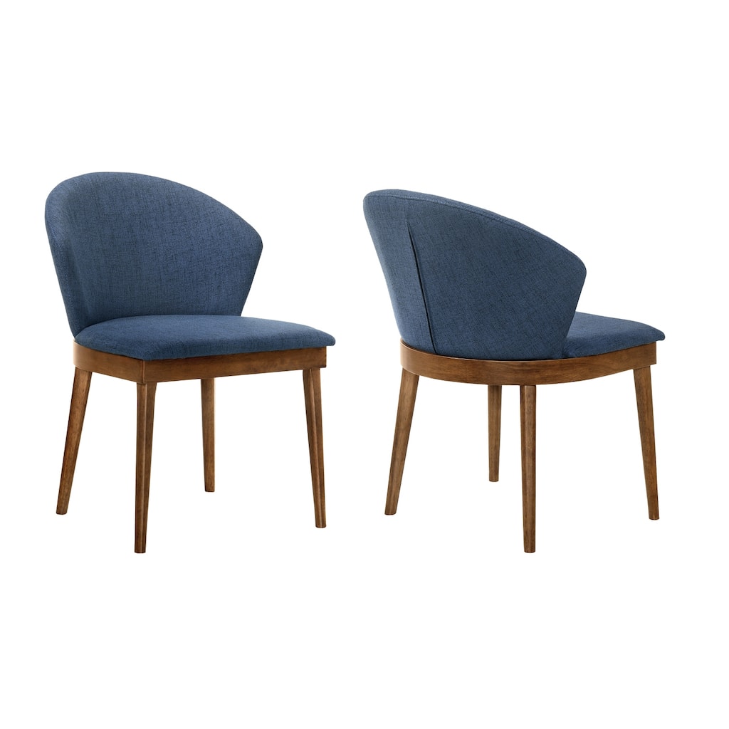 Dining Chairs Set of 2 with Walnut Wood and Fabric Upholstery, Comfortable Seating - 24