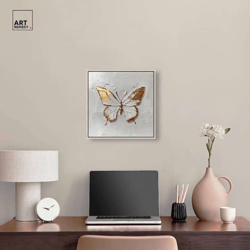 Simple Golden Butterfly Canvas by Art Remedy